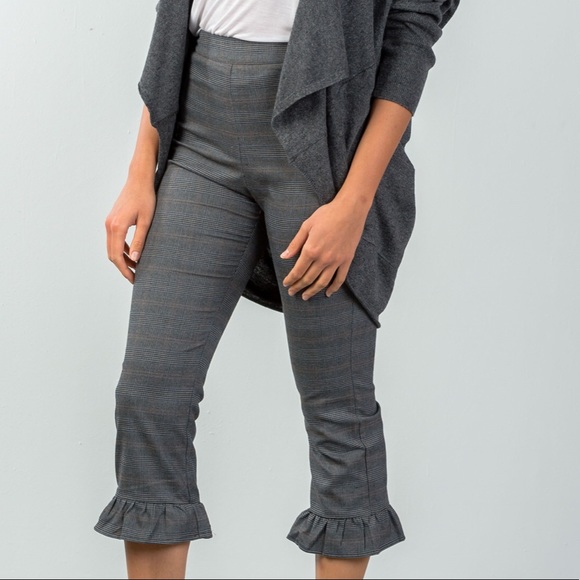 Plaid Ruffle Hem Pants - Picture 6 of 6